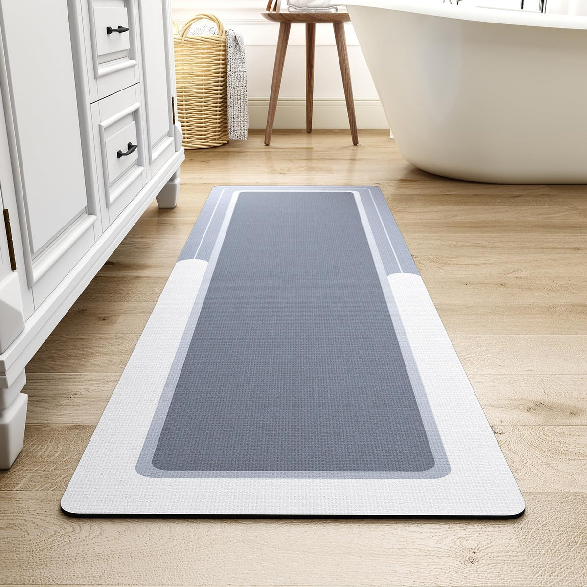 MontVoo-Bath Mat-Bath Mat Rug Non Slip Super Absorbent Stain Resistant Quick Dry Thin Bathroom Rug-Bath Mats for Bathroom Floor Bathtub Vanity-Bathmat Bath Rug Easy Care-17"x27" Darkgrey