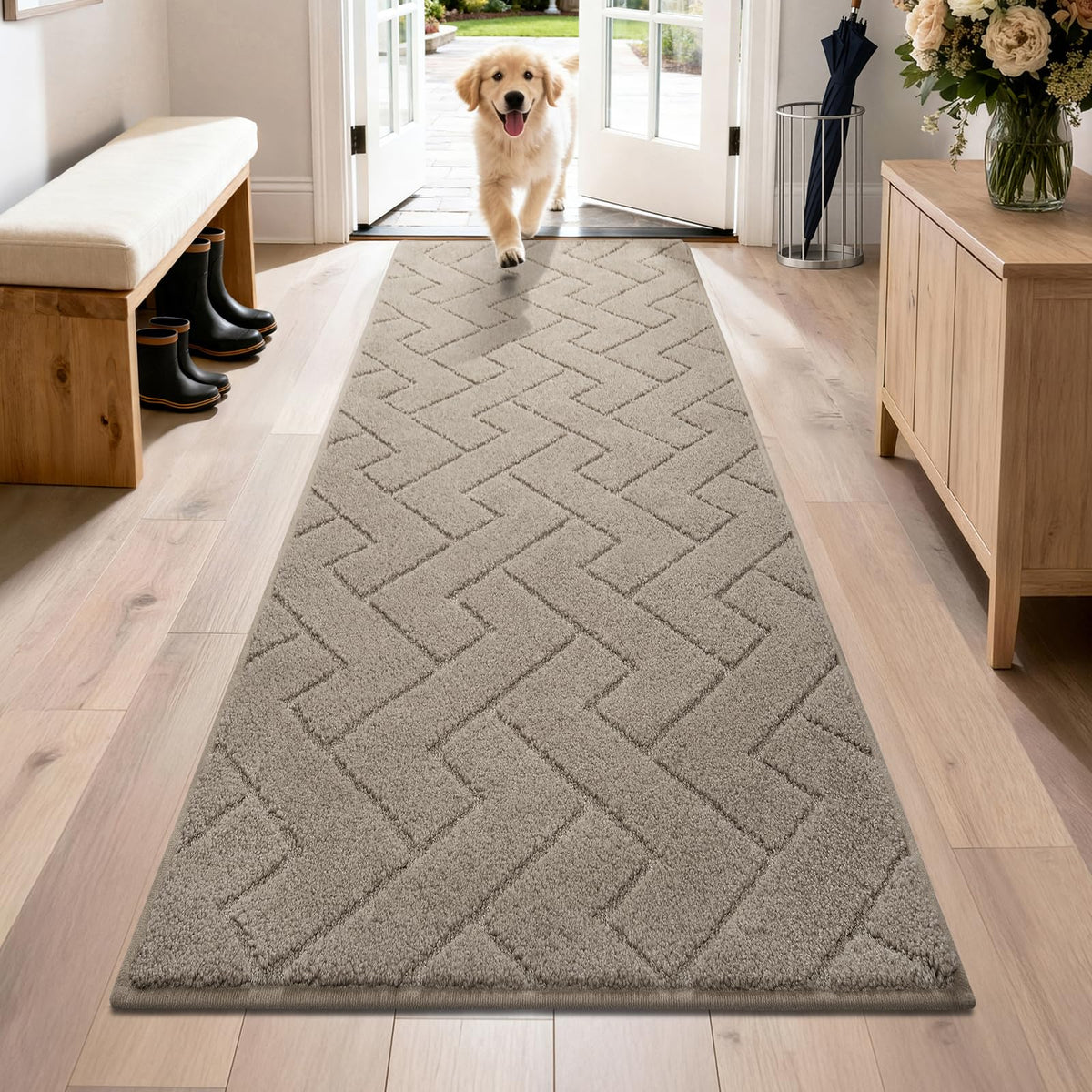 PURRUGS Dirt Trapping Door Mat Indoor Entrance, 20" x 31.5", Grey