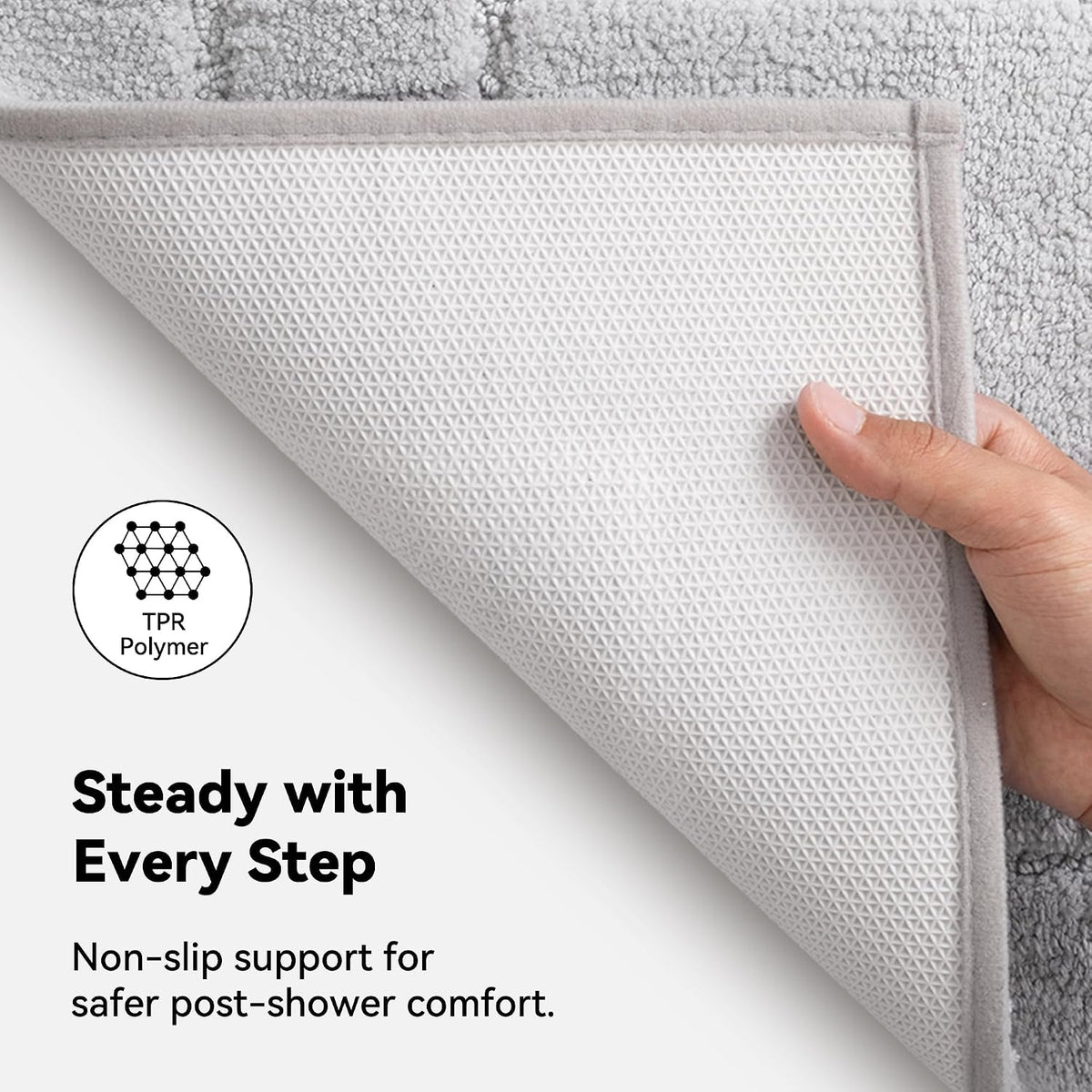 GRANNY SAYS Gray Bathroom Rug 16" x 24", Non-Slip Microfiber Bath Mat