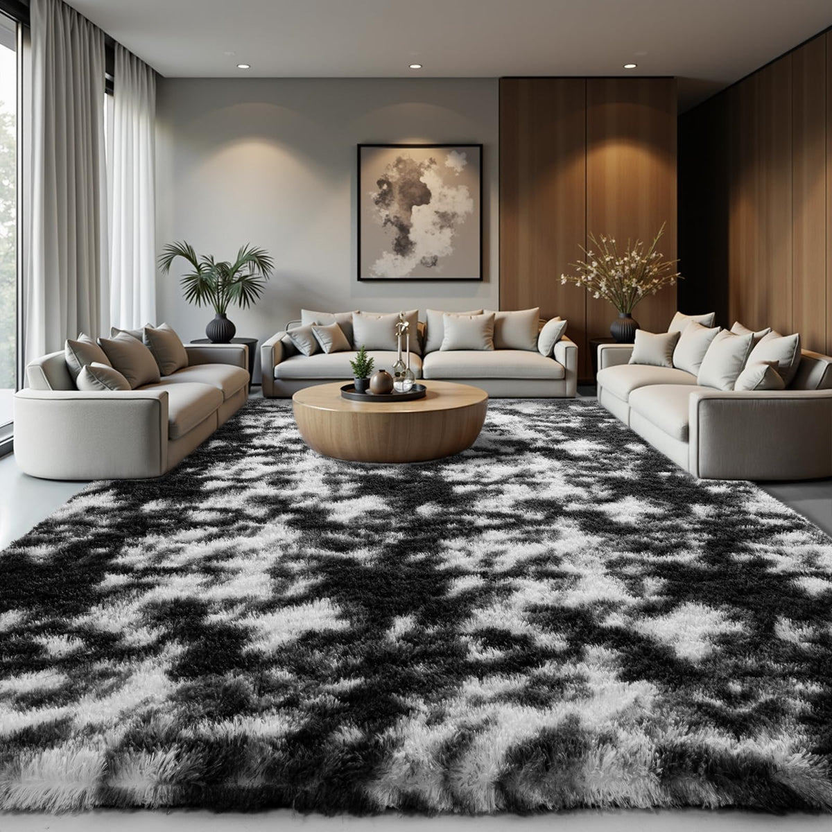 Zentavio Area Rugs for Living Room Grey Rugs for Bedroom 4x6 Carpet Fluffy Furry Soft Shag Aesthetic Plush High Pile Gray Throw Rug for Nursery Kids Room Dorm