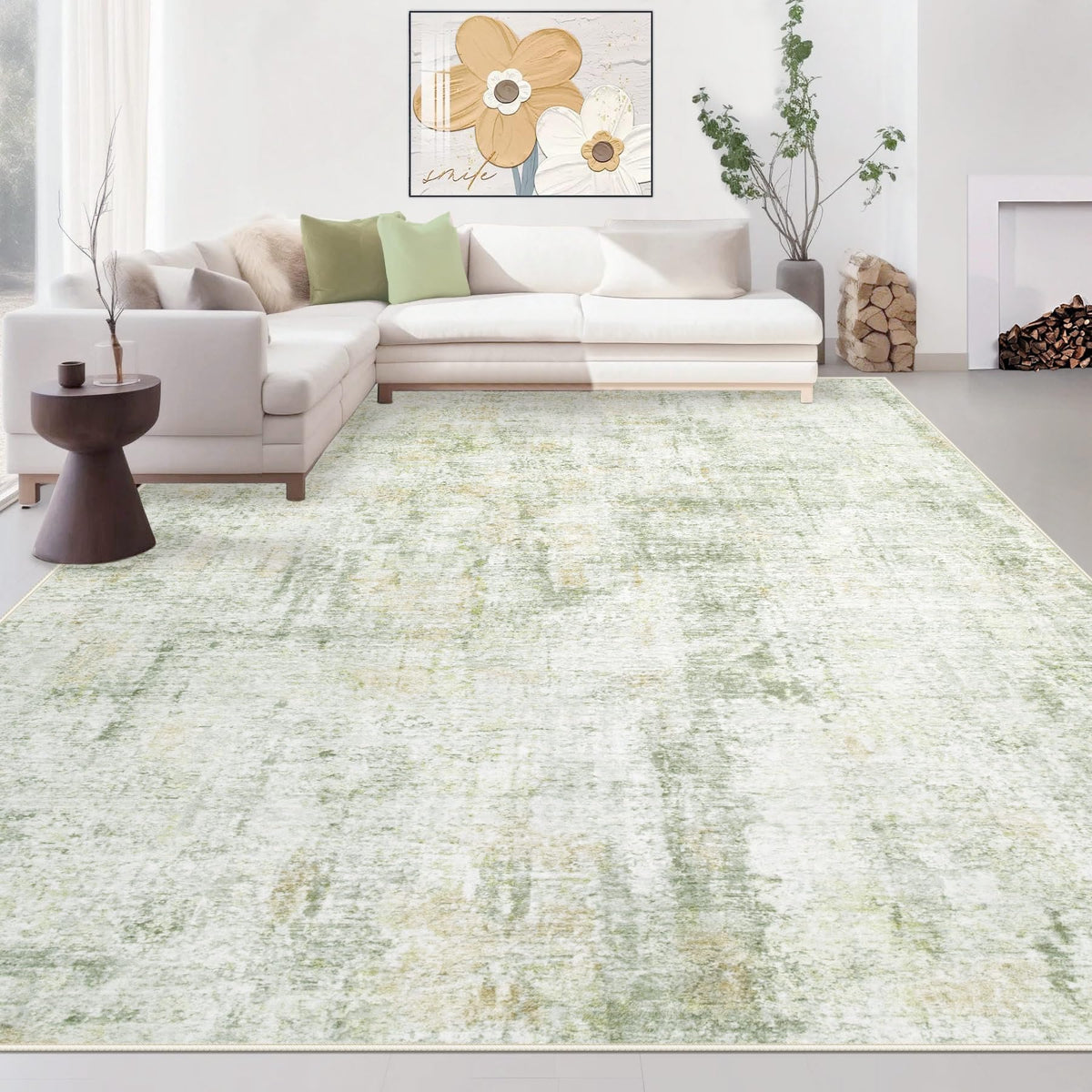 Area Rugs 5x7 Living Room: Washable Rug Modern Abstract Large Rug Soft Non Slip Neutral Rugs Stain Resistant Indoor Carpet for Bedroom Kitchen Dining Room Table Nursery Home Office Rugs(Beige,5'x7')
