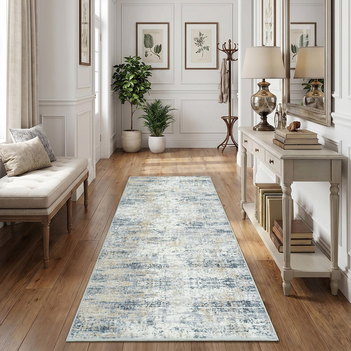 9x12 Area Rugs for Living Room, Large Washable Rug, Brown/Grey
