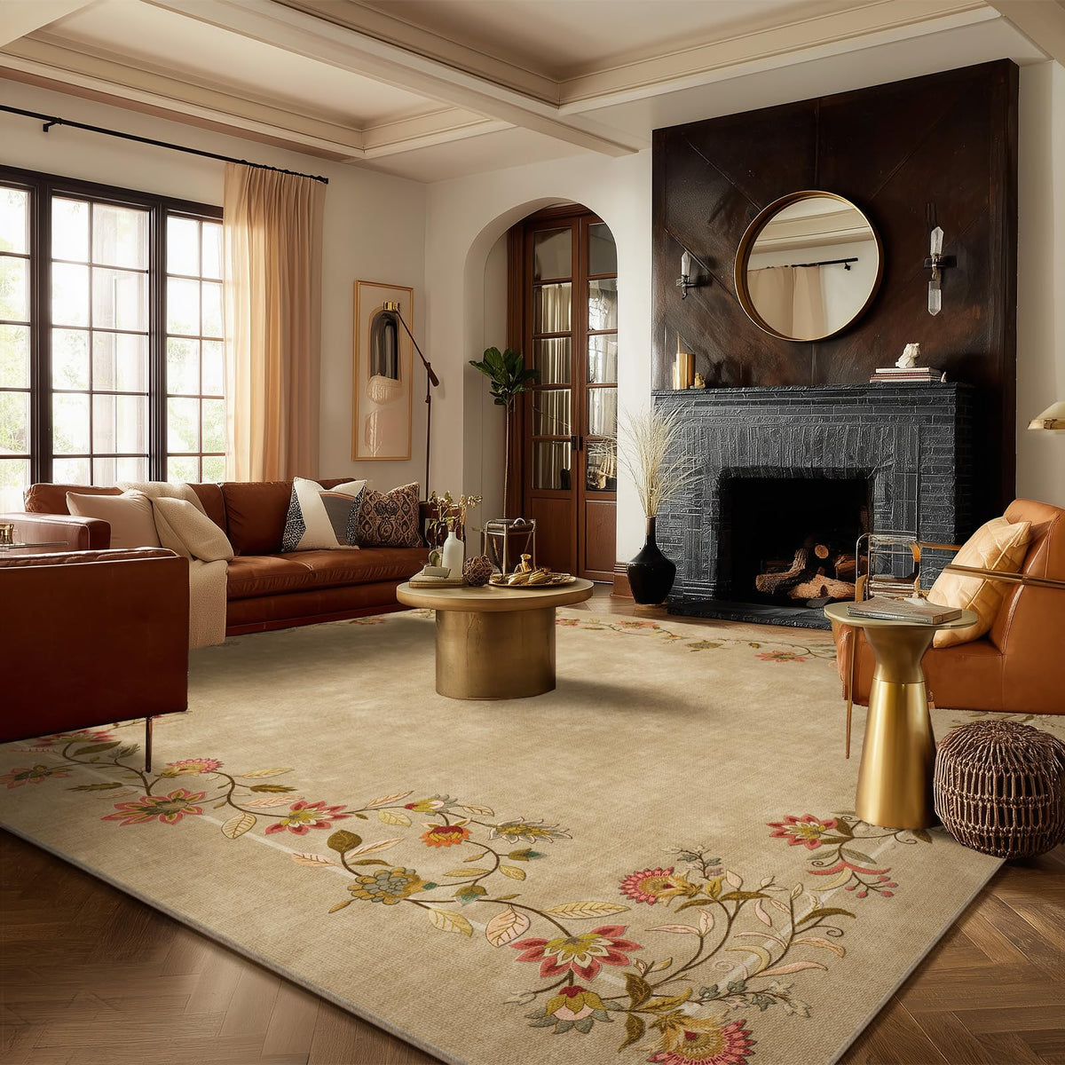 5x7 Area Rug for Living Room: Washable Bedroom Rug Non Slip Low Pile Carpet