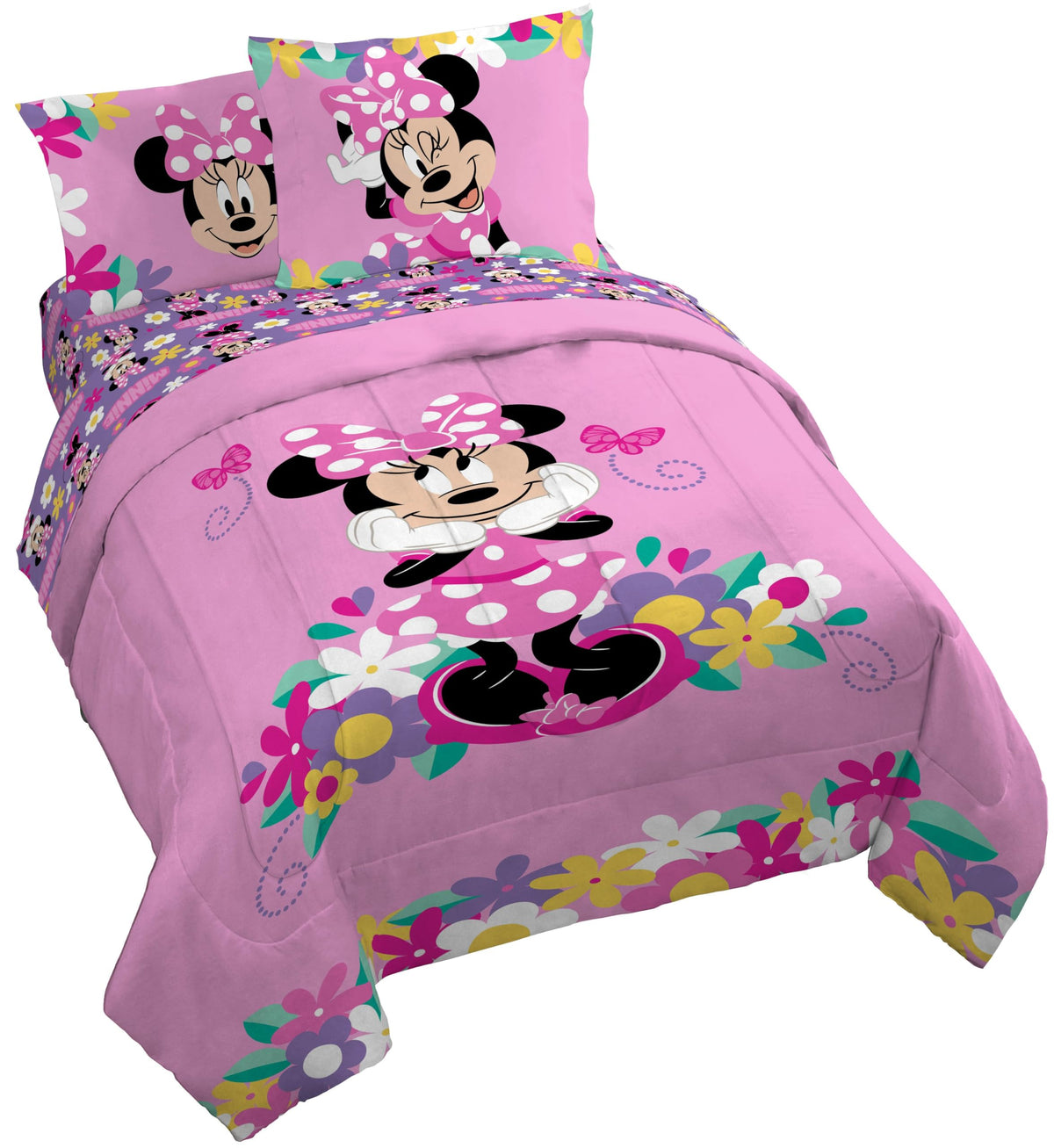 Disney Frozen Kids Full Comforter Set 7 Piece Bed in a Bag, Purple