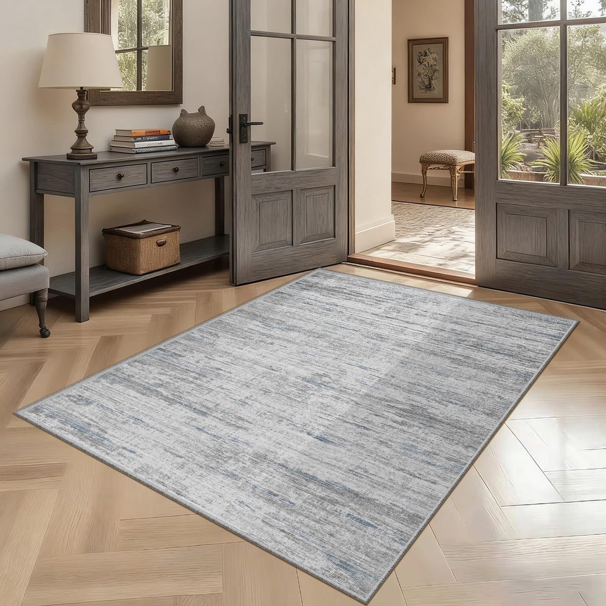 5x7 Area Rugs - Ultra-Thin Washble Rugs,Non-Slip Low Pile Abstract Print Rugs for Living Room,Home Office Decor,Stain Resistant Machine Washable Area Rug