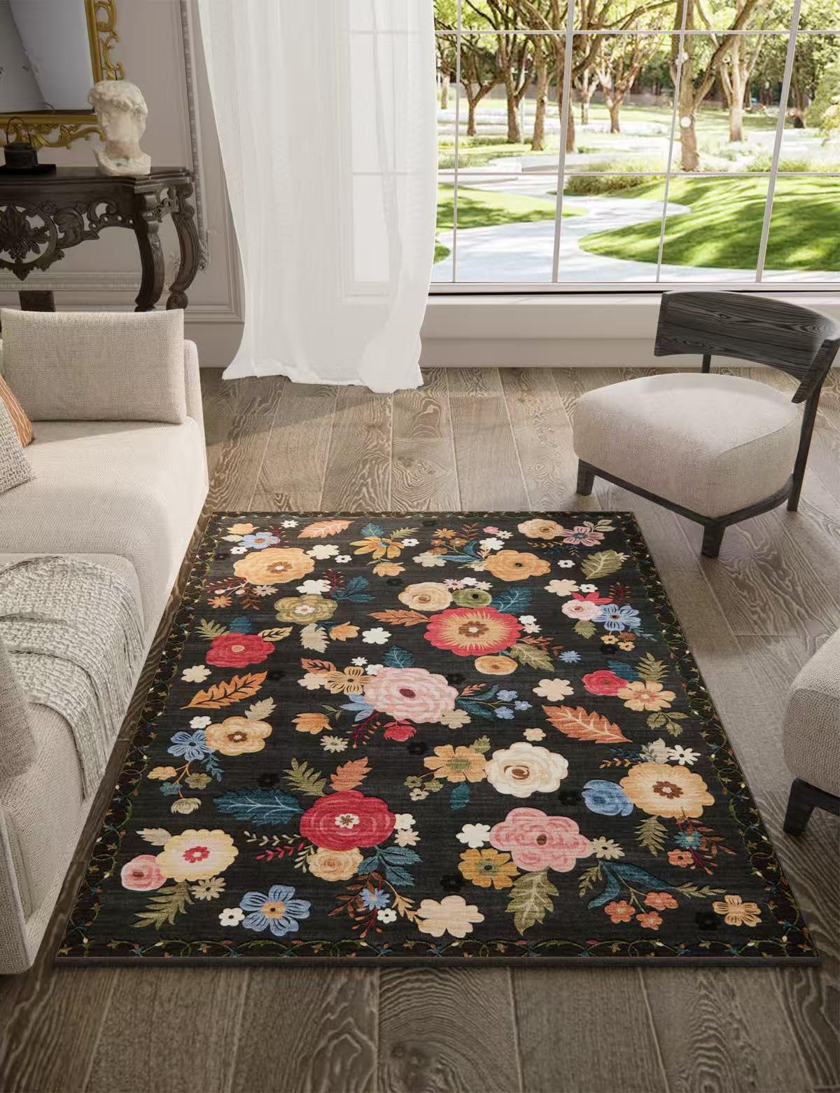 5x7 Area Rug for Living Room: Washable Bedroom Rug Non Slip Low Pile Carpet