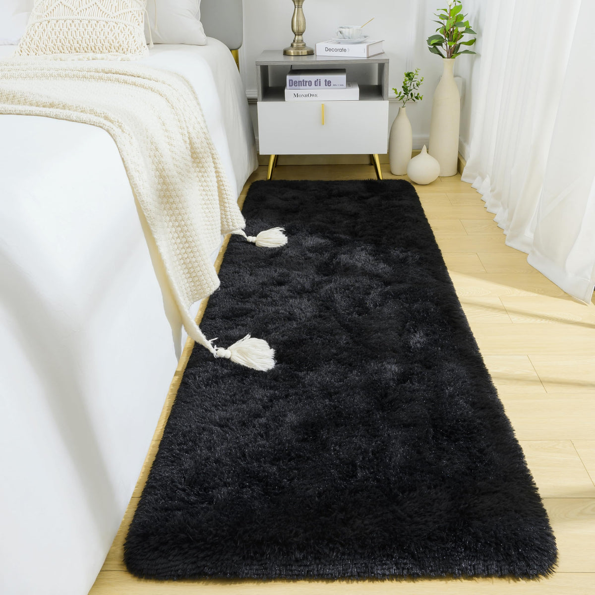 BENRON Cream White Fluffy Rugs for Living Room Bedroom 4x6, Washable