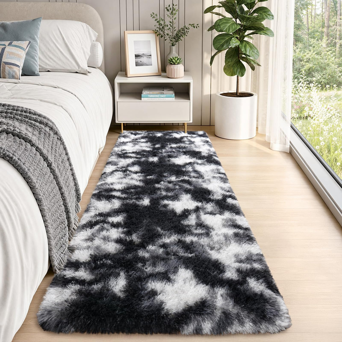 Large Cream White Rugs 5x7, Fluffy Shag Living Room Area Rugs