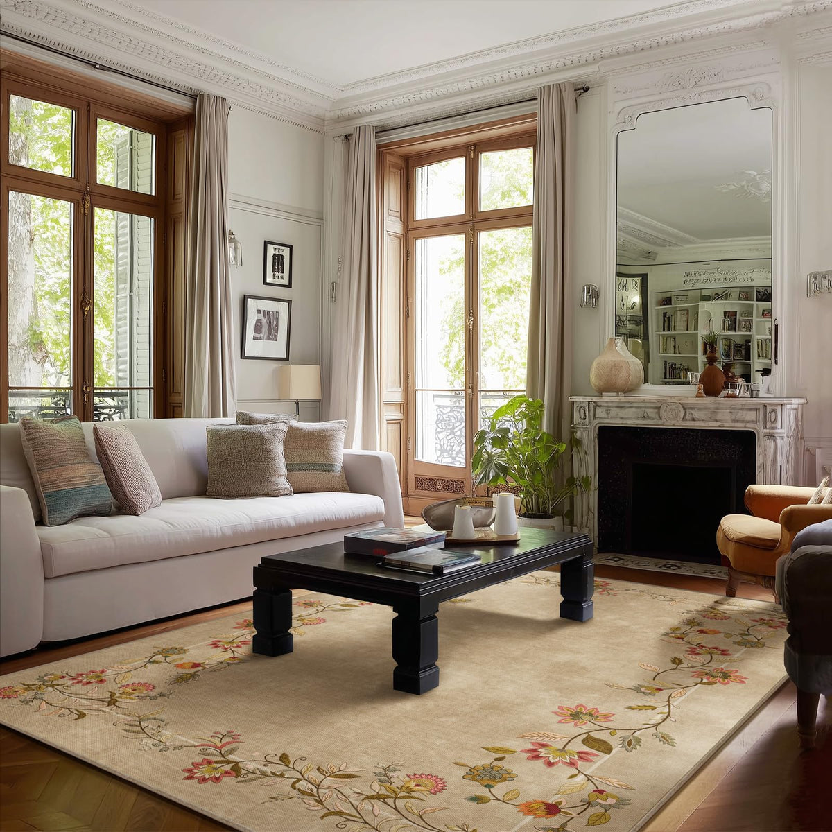 5x7 Area Rug for Living Room: Washable Bedroom Rug Non Slip Low Pile Carpet