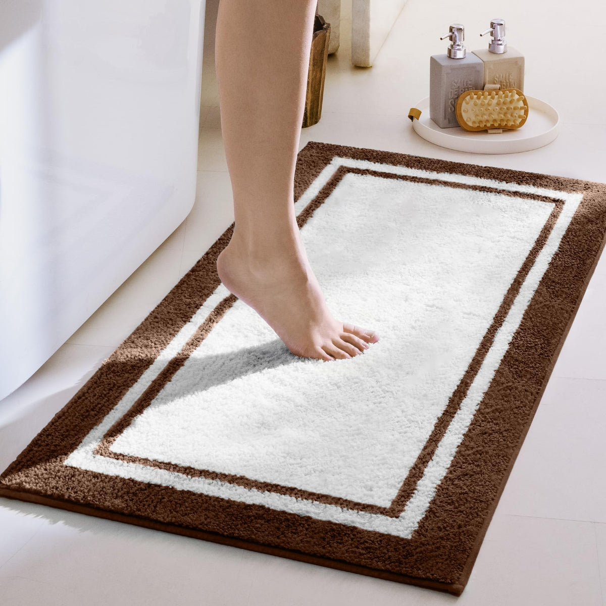 GRANNY SAYS Gray Bathroom Rug 16" x 24", Non-Slip Microfiber Bath Mat