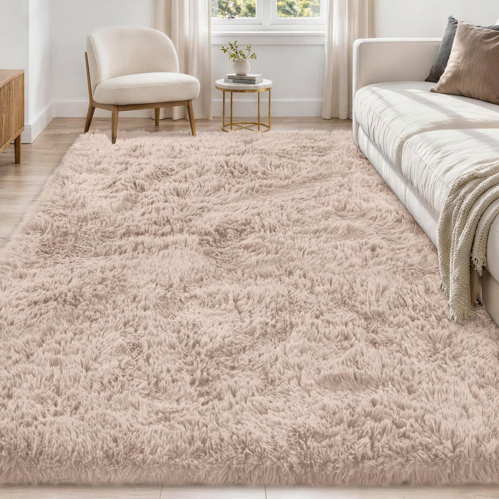 Tosuoka 4x6 Area Rugs for Bedroom, Soft Fluffy Shag Thick Black Rug