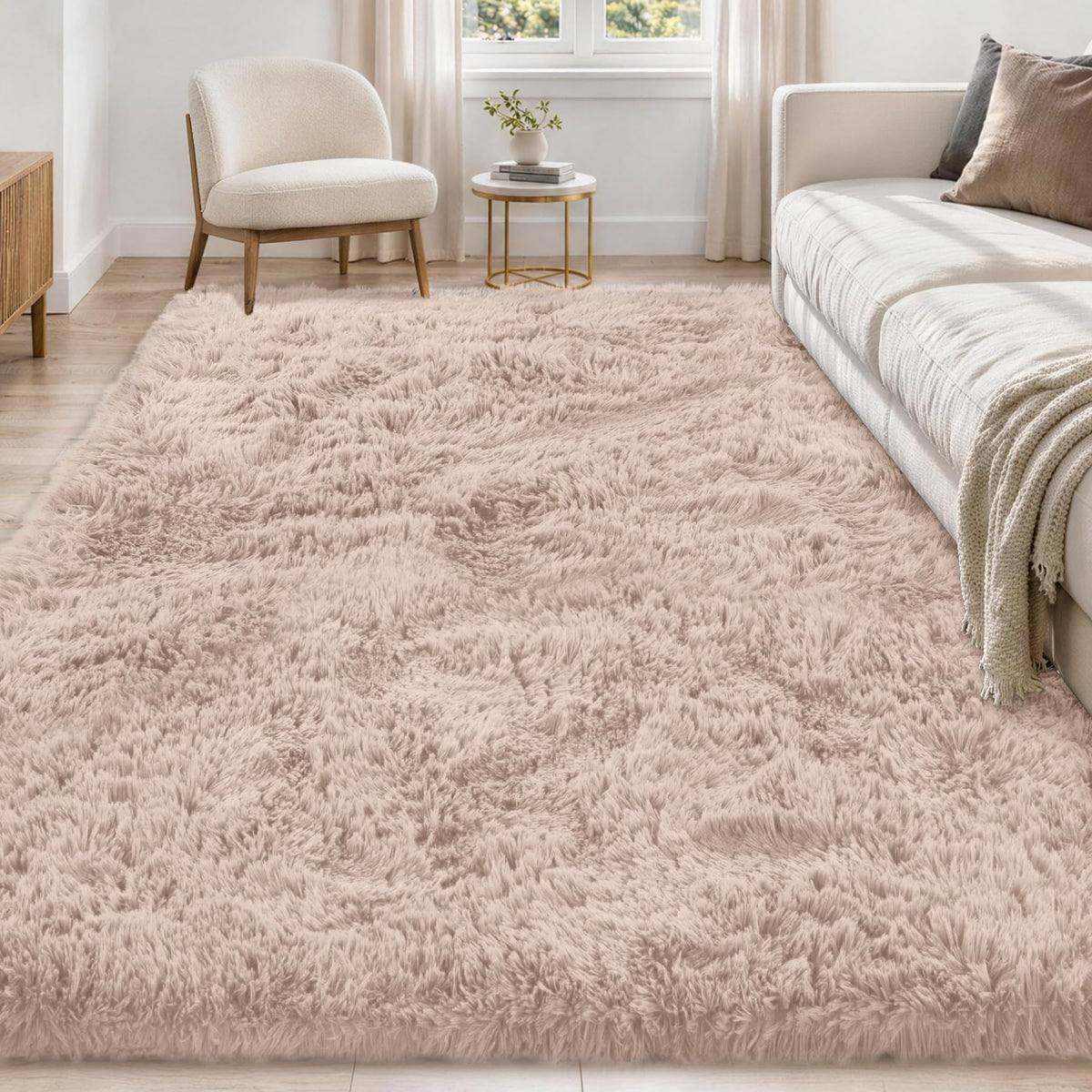 Tosuoka 4x6 Area Rugs for Bedroom, Soft Fluffy Shag Thick Black Rug