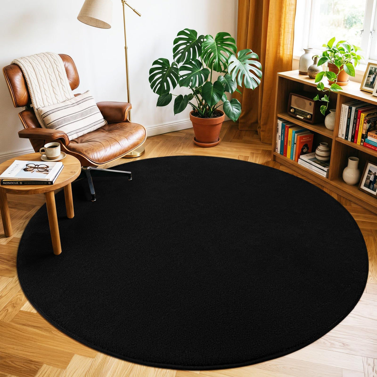 4x6 Black Area Rugs for Living Room, Non-Shedding Memory Foam Carpet