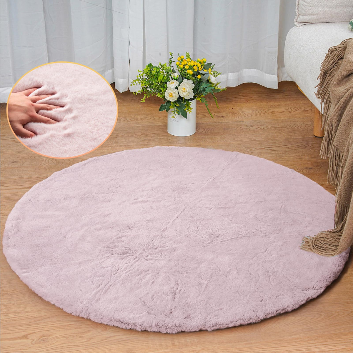ORINOVA White Faux Bunny Fluffy Fur Rug Washable Area Rugs for Living Room Nursery Rugs for Bedroom 2x3 Rectange Rug Cute Home Décor