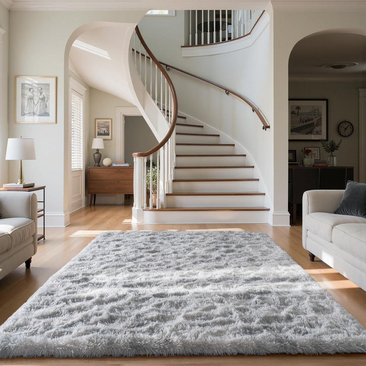 Zentavio Area Rugs for Living Room Grey Rugs for Bedroom 4x6 Carpet Fluffy Furry Soft Shag Aesthetic Plush High Pile Gray Throw Rug for Nursery Kids Room Dorm