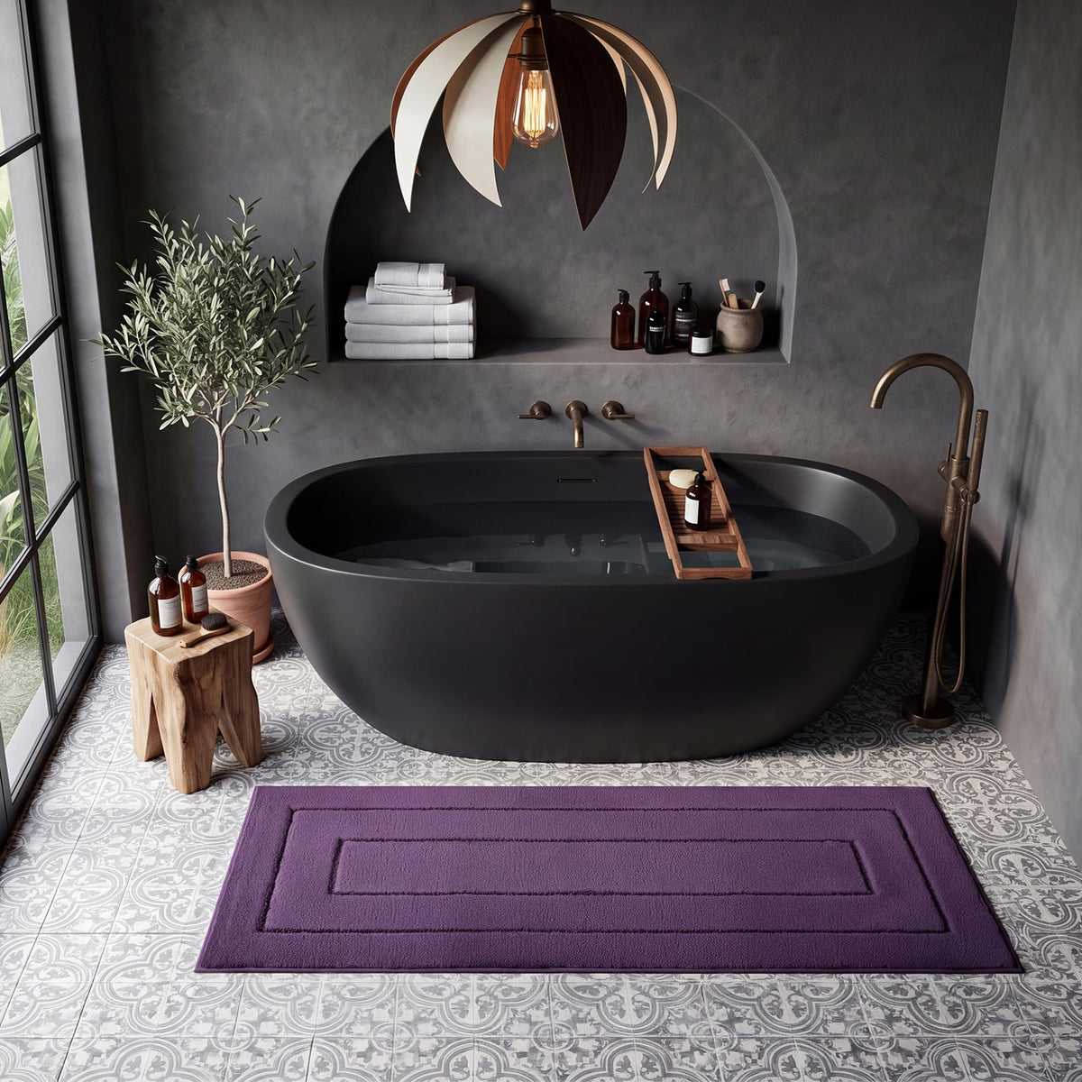 GRANNY SAYS Gray Bathroom Rug 16" x 24", Non-Slip Microfiber Bath Mat