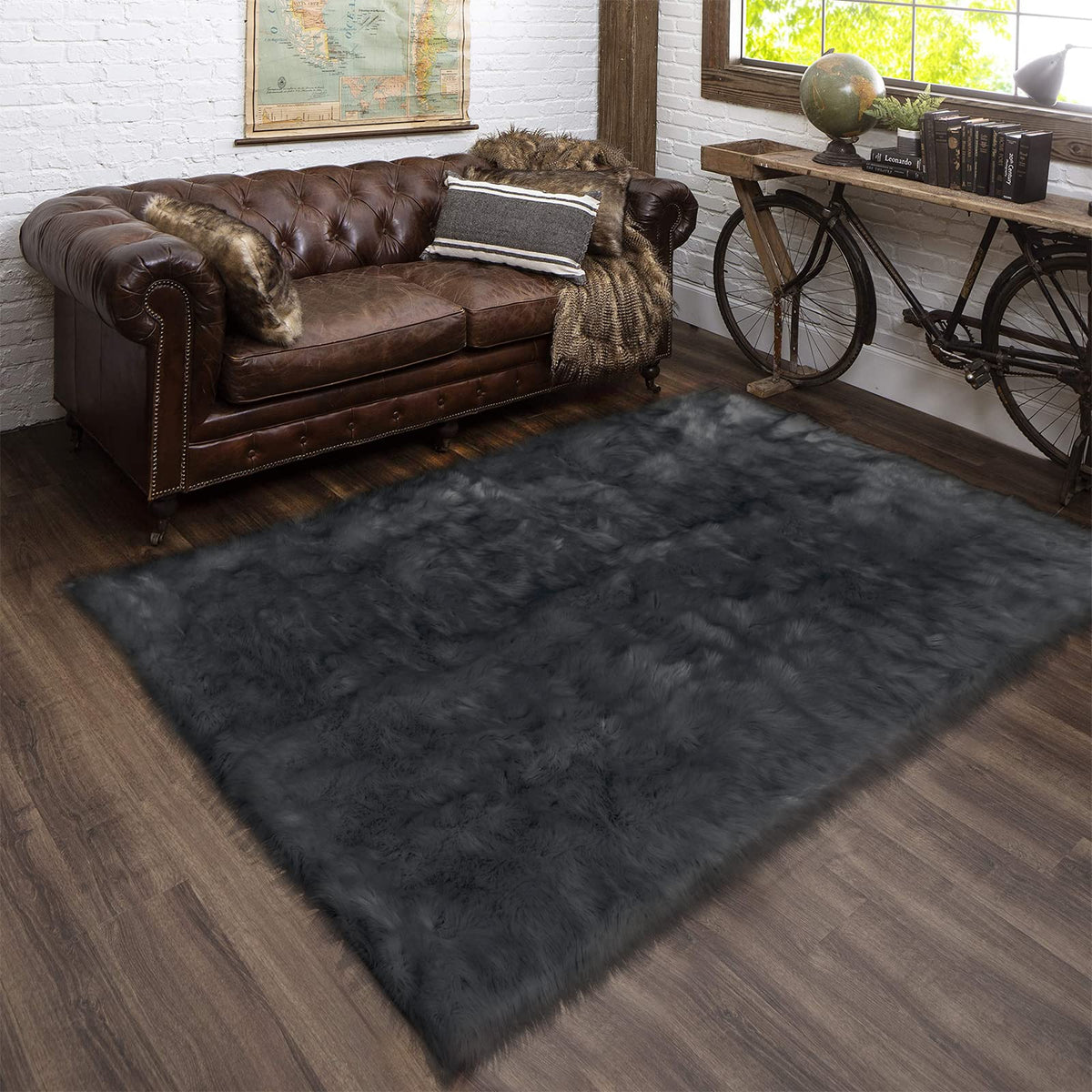 Latepis White Faux Fur Sheepskin Rug 4x6 for Living Room, Fuzzy Rugs Fluffy Washable Rug for Bedroom, Playroom, Luxury Room Decor, Rectangle