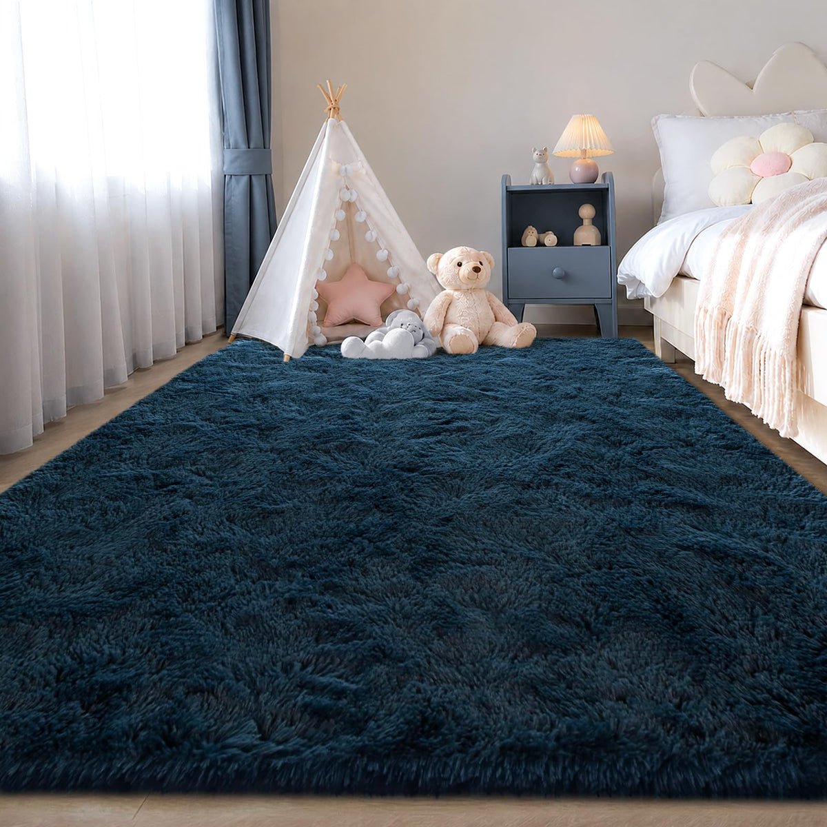 Zentavio Area Rugs for Living Room Grey Rugs for Bedroom 4x6 Carpet Fluffy Furry Soft Shag Aesthetic Plush High Pile Gray Throw Rug for Nursery Kids Room Dorm