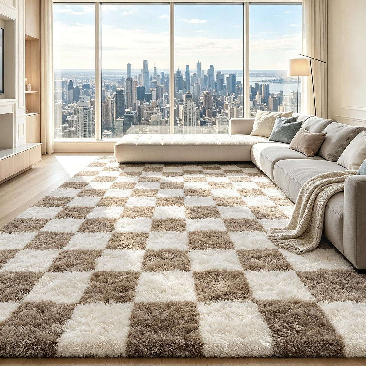4x6 Beige Rug for Bedroom, Fluffy Shag Area Rug Small Rug Bedroom Carpet
