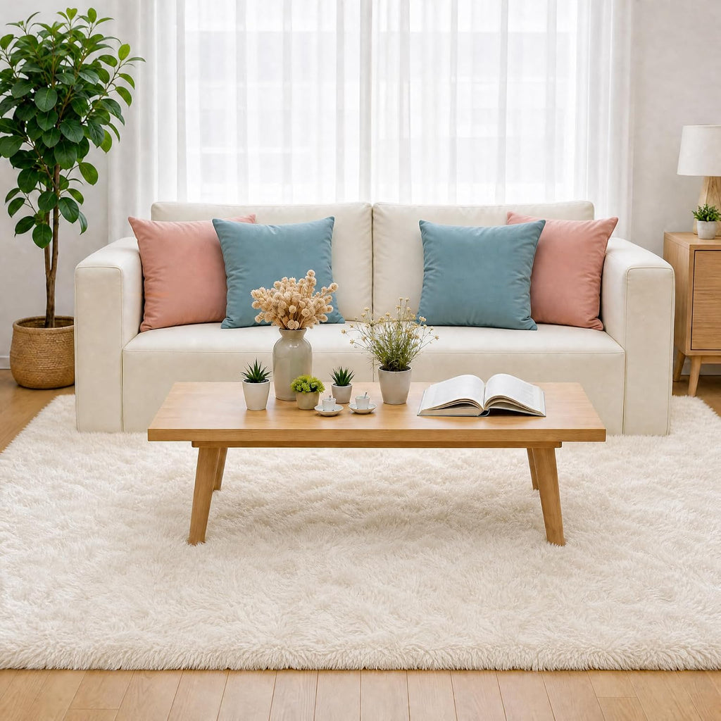 LOCHAS 4x6 Area Rugs Fluffy Living Room Carpets for Kids Bedroom, White