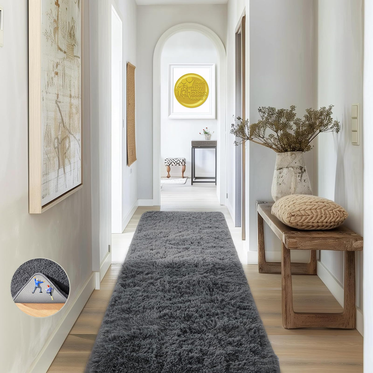 Ophanie Round Rugs 5Ft Ivory Circle Area Rug,Baby Nursery Living Room Bedroom Decor Circular Carpet 5 Foot,Fluffy Fuzzy Shag Plush Cream for Kids Boys Girls Teen with Over 99 pcs Pile fibers