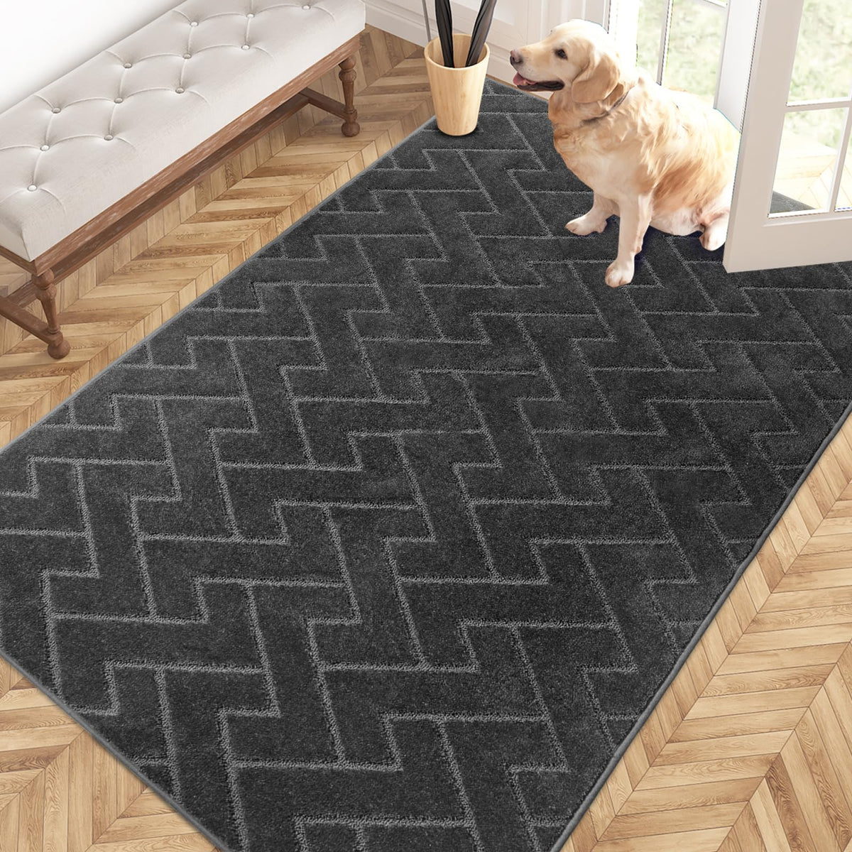 PURRUGS Dirt Trapping Door Mat Indoor Entrance, 20" x 31.5", Grey