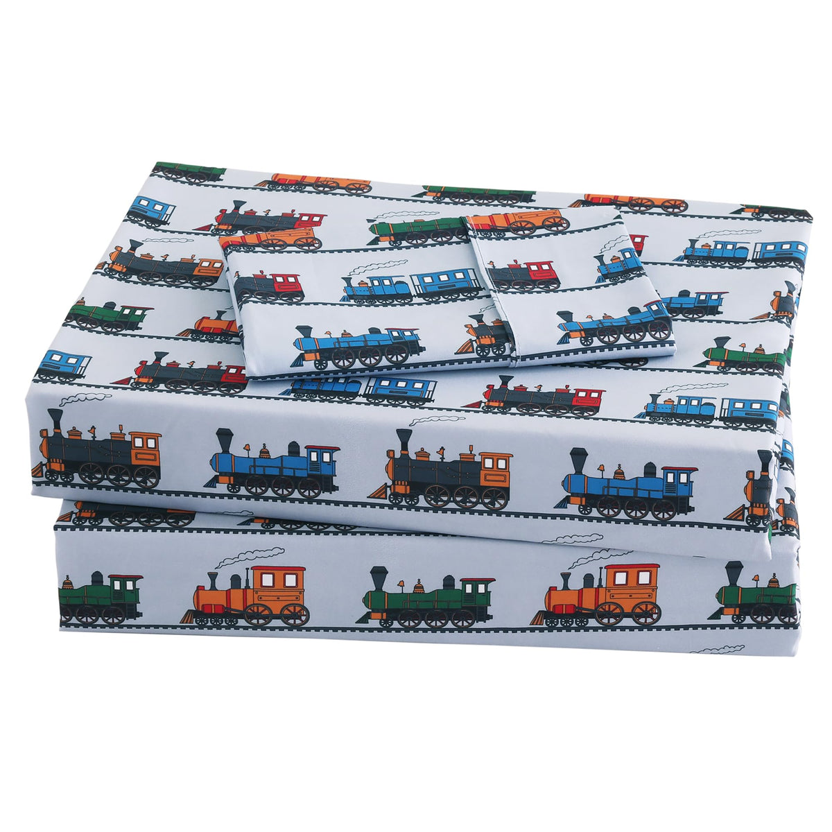 Viviland 3 Pieces Boys Blue Truck Twin Sheet Set - Soft Microfiber Fitted Flat Sheets & Pillowcase - Construction Truck Bedding Sets - for Kids & Toddlers