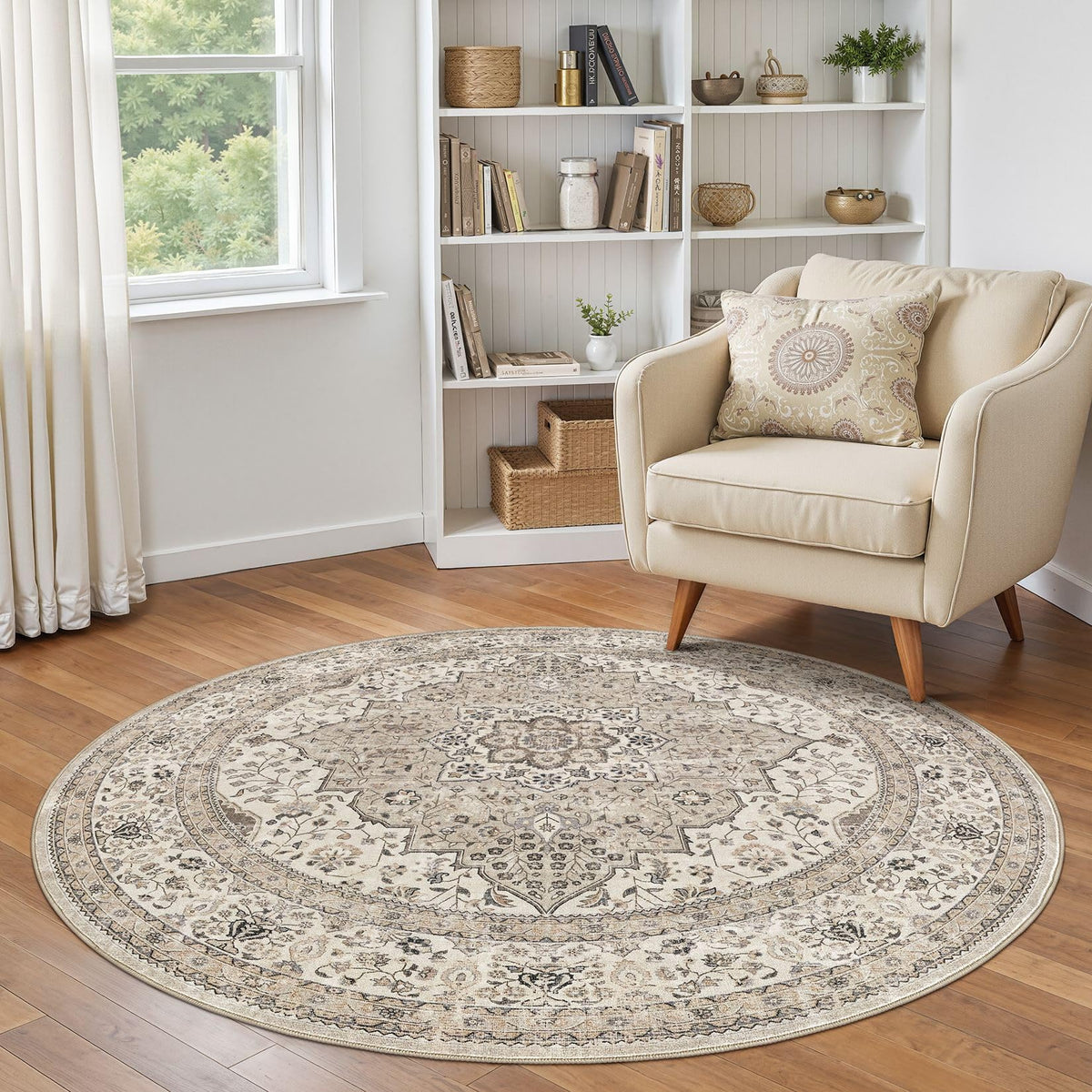 Vintage 9x12 Washable Area Rugs for Living Room, Non Slip, Brown