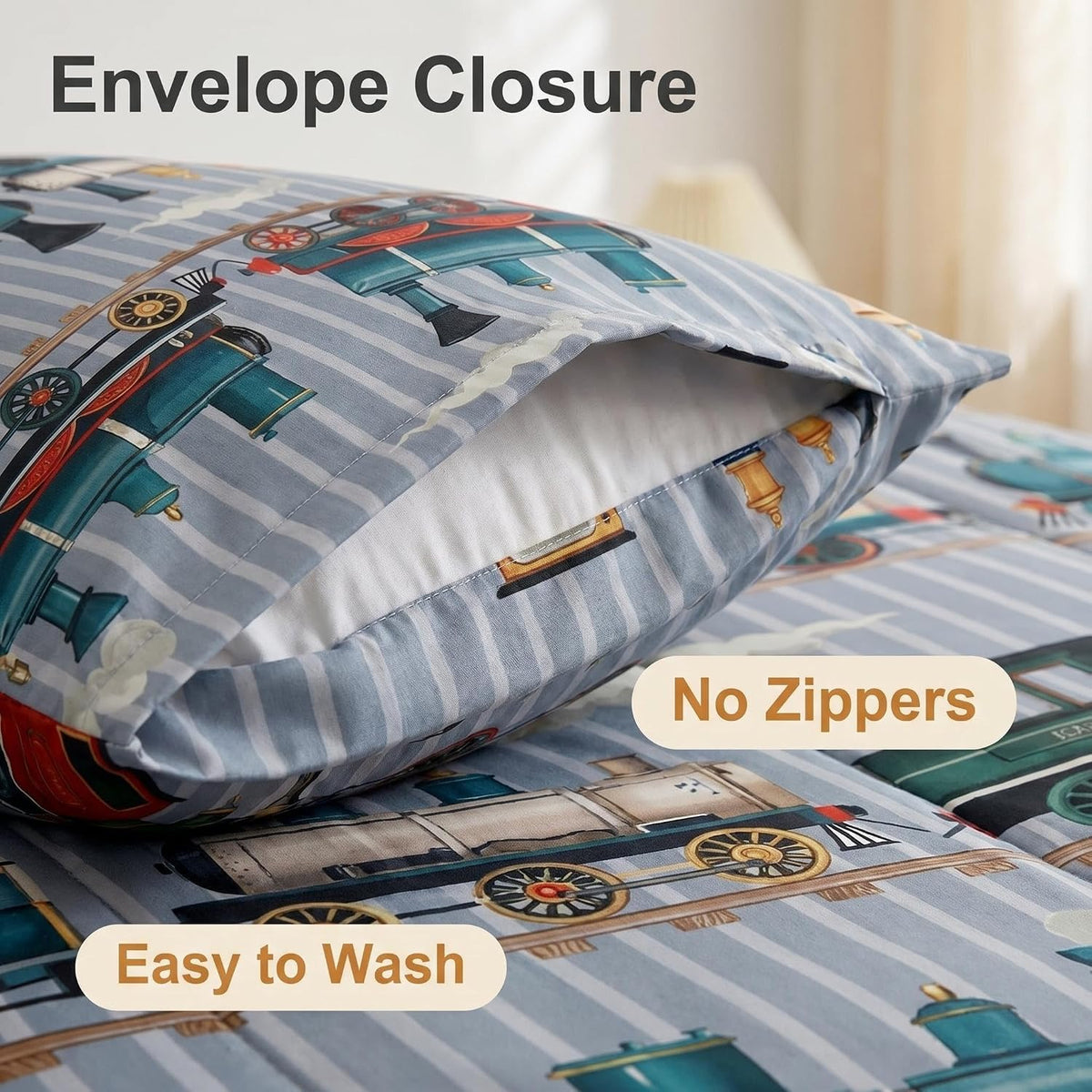 Erosebridal Cartoon Train Comforter Set Twin Kids Bedding for Boys Girls