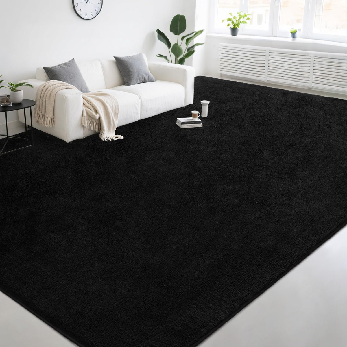 4x6 Ft Grey Modern Memory‑Foam Area Rug, Solid Indoor Carpet for Bedroom