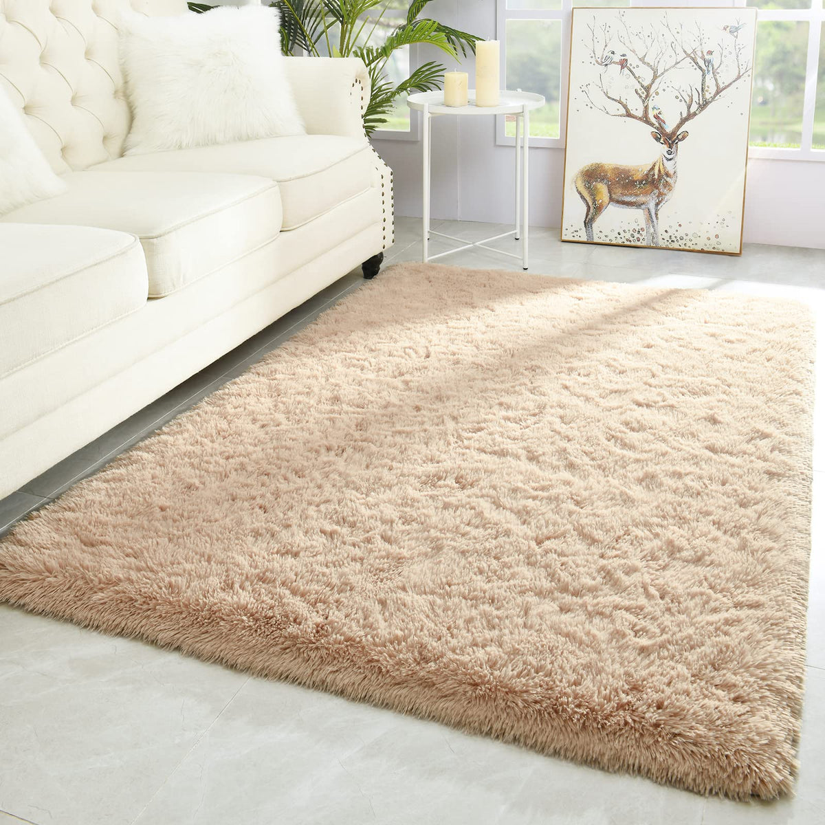 Merelax Soft Area Rug for Livingroom Bedroom, Machine Washable 4x6 Black Rugs Fluffy Shaggy Bedside Rug, Non Slip Indoor Carpet for Nursery Kids Room Home Decor Aesthetic