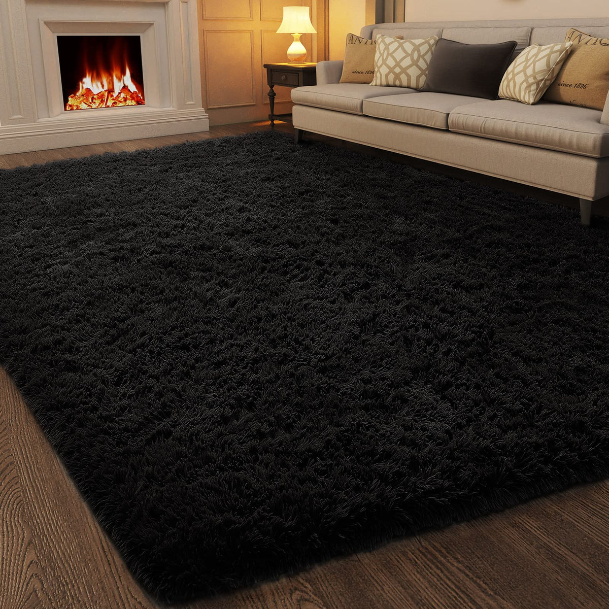 Ophanie Round Rugs 5Ft Ivory Circle Area Rug,Baby Nursery Living Room Bedroom Decor Circular Carpet 5 Foot,Fluffy Fuzzy Shag Plush Cream for Kids Boys Girls Teen with Over 99 pcs Pile fibers