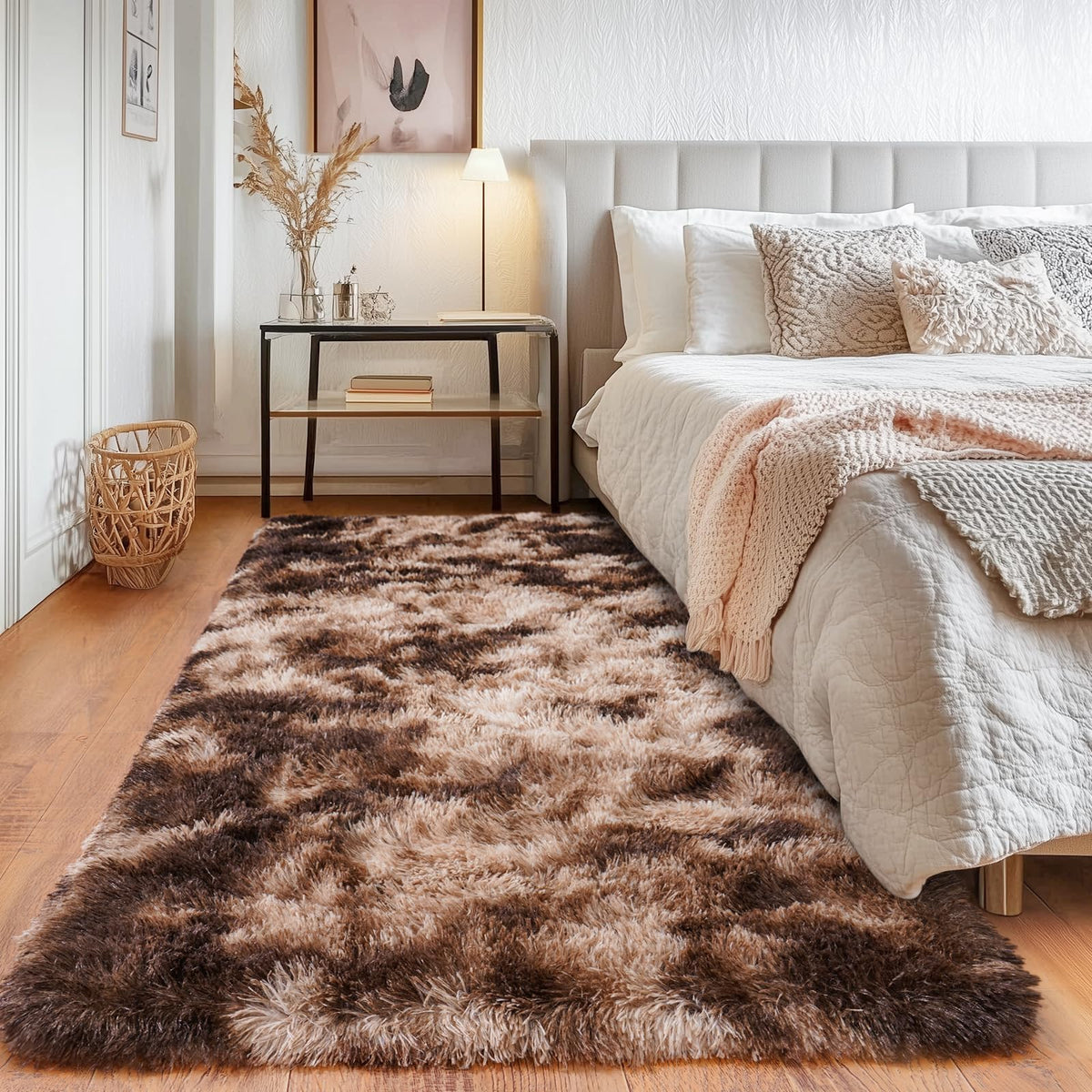 Black Rug for Bedroom, Soft Shaggy Modern Shag 4x6 Area Rugs for Living Room, Upgrade Non-Slip Plush Fluffy Carpet for Kids Boys Girls Room Dorm Home Decor Aesthetic
