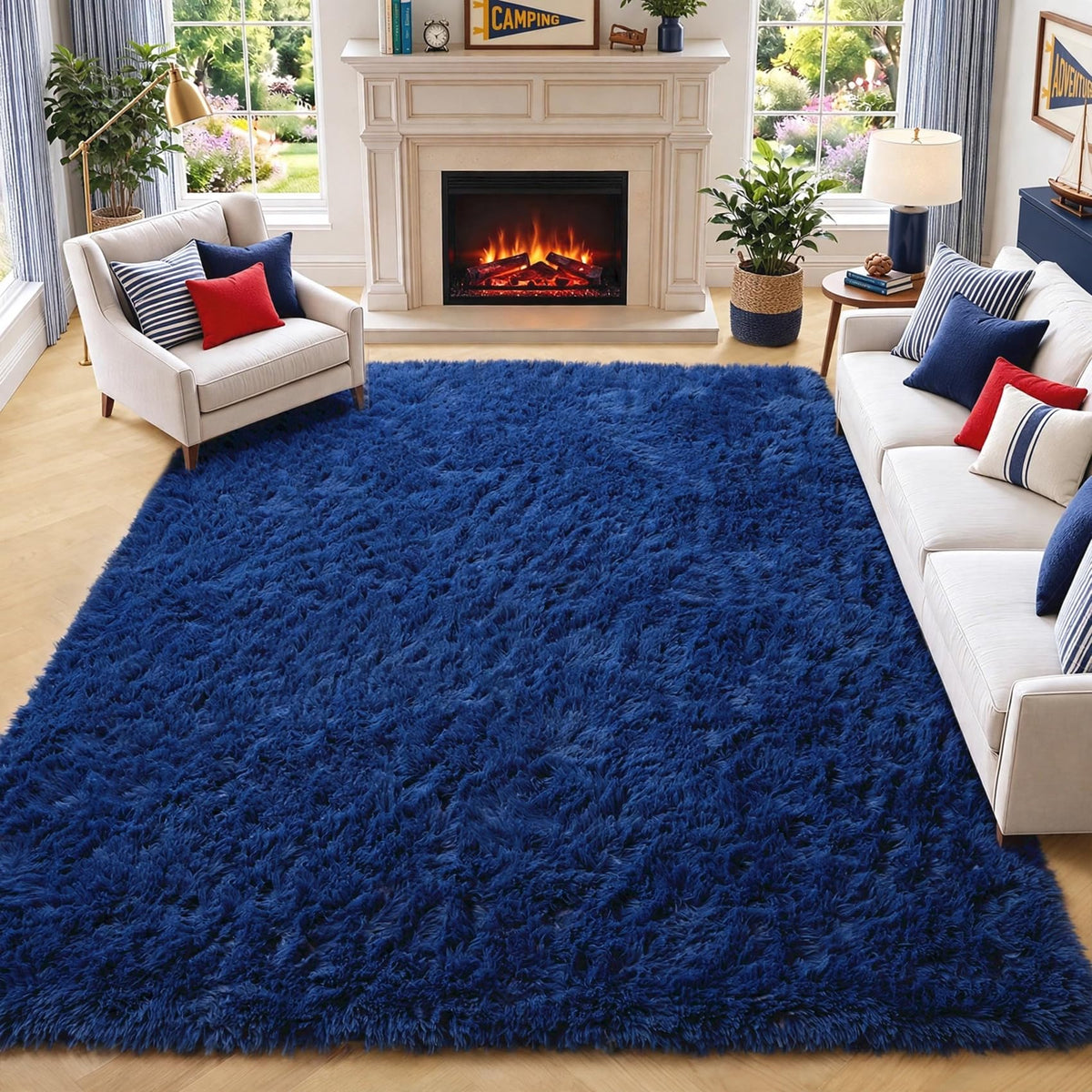 Area Rugs for Bedroom Living Room, 4x6 Fluffy Grey and Black Geometric Rug