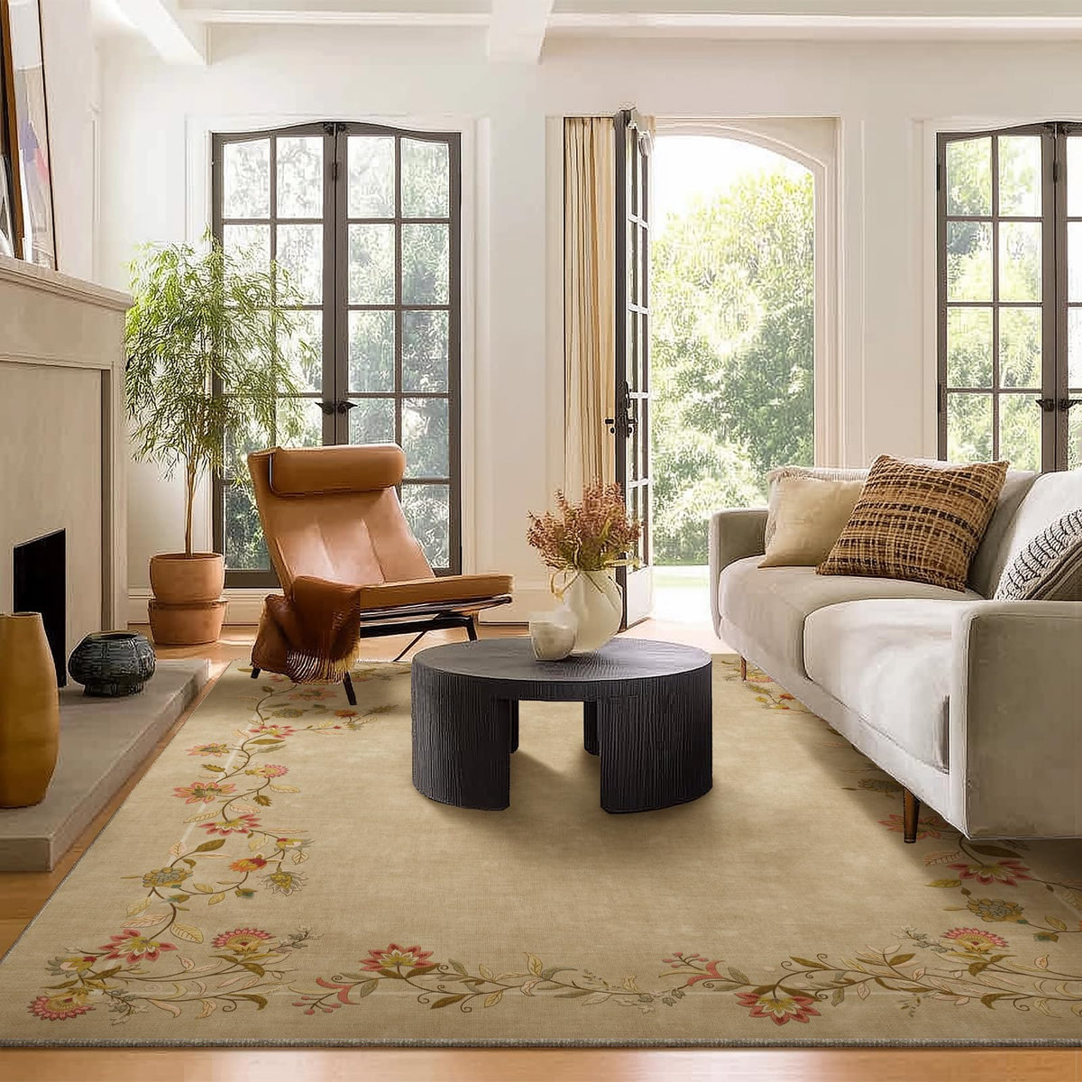 5x7 Area Rug for Living Room: Washable Bedroom Rug Non Slip Low Pile Carpet