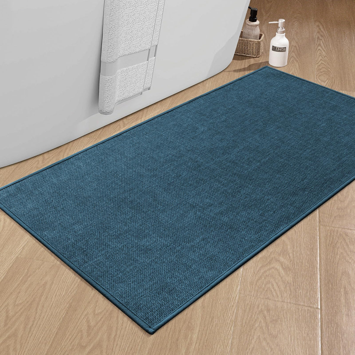 chakme Bathroom Rugs Mat 24x17, Ultra Thin Non Slip Bath Mat Small Quick Dry Absorbent Bath Mat for Bathroom Floor, (Dark Beige, 24"x17")