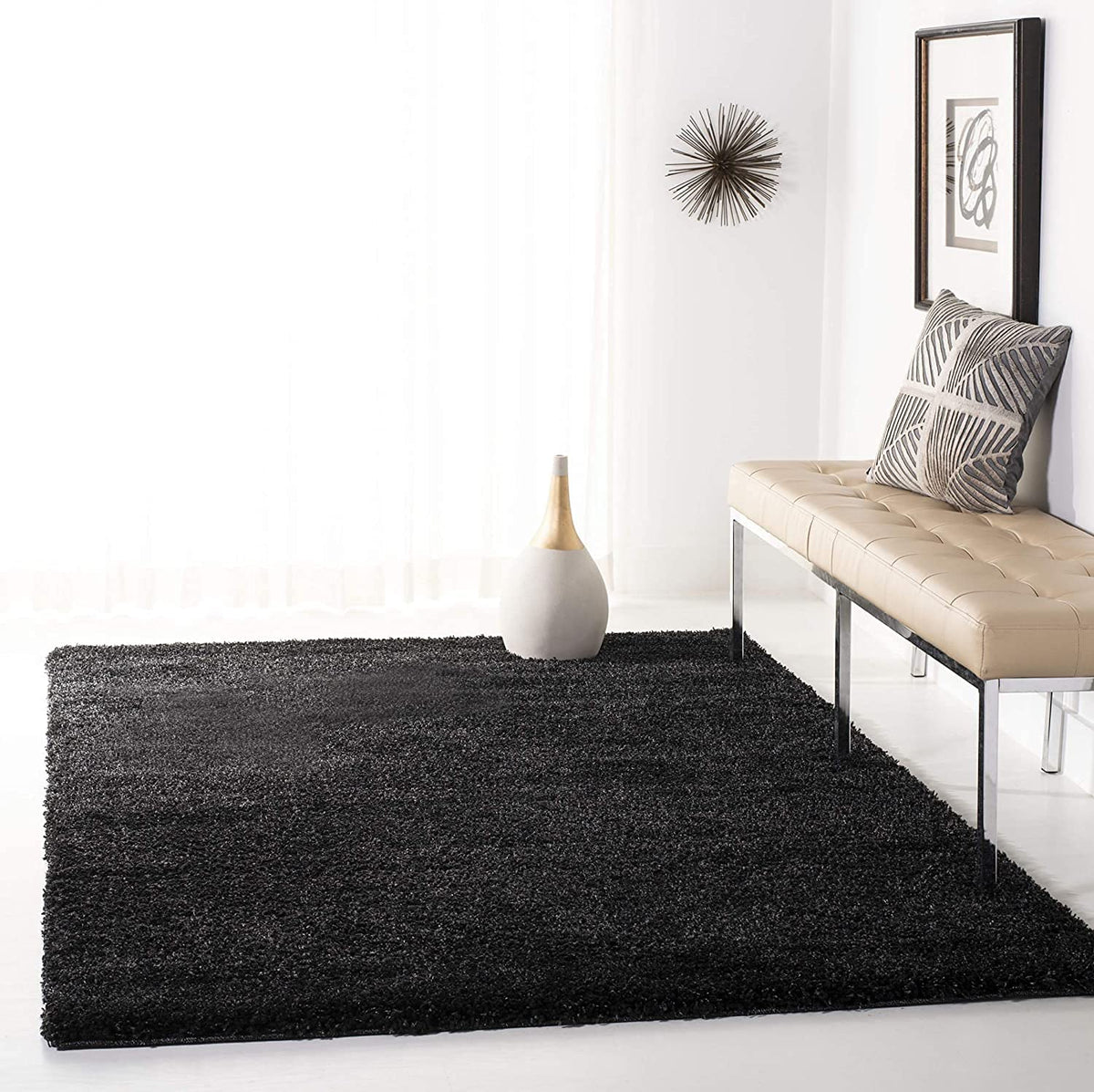 SAFAVIEH Area Rug 4x6 - California Shag Collection - Ivory, Non-Shedding & Easy to Clean, Ultra Plush Thick Pile, Ideal for Living Room, Bedroom, Dining Space (SG151-1212)