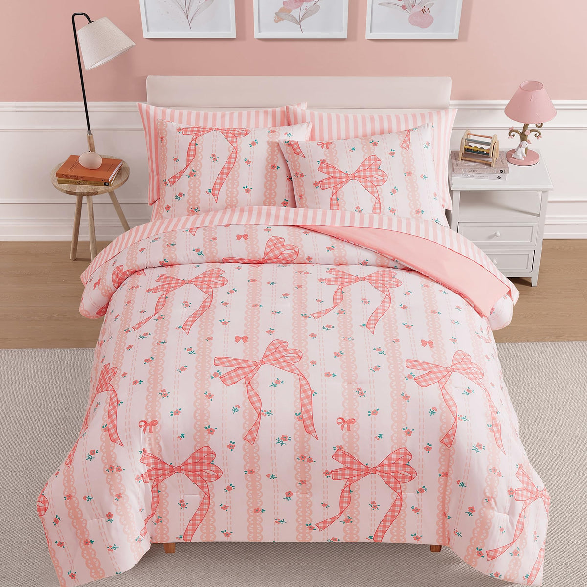 Twin Comforter Set with Sheets for Girls-5 Pieces Twin Bedding Sets