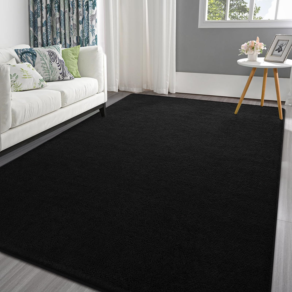 Pettop 4x6 ft Grey Area Rugs for Bedroom Living Room, Washable Memory Foam Indoor Carpet, Modern Aesthetic Minimalist Non Slip Soft Comfy Carpet for Boys Girls Dorm Home Decor
