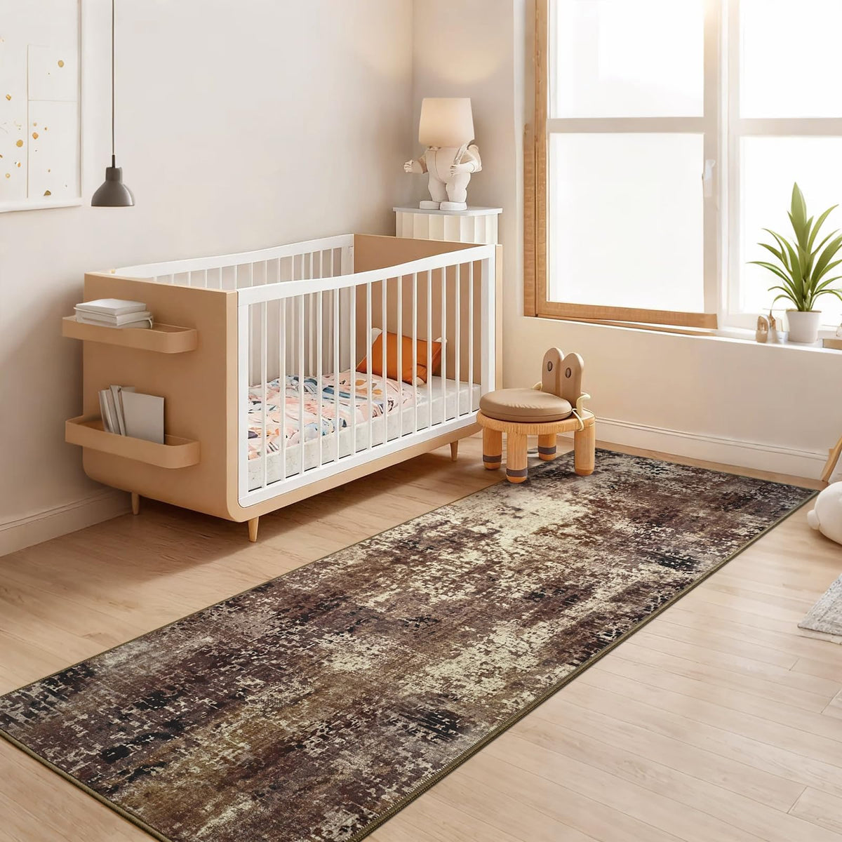 Living Room Rug 5x7 Gray Area Rug Machine Washable Boho Rug Non Slip Abstract Vintage Indoor Large Rugs for Bedroom, Classroom, College Dorm, Farmhouse, Dining Room, Kids Playroom