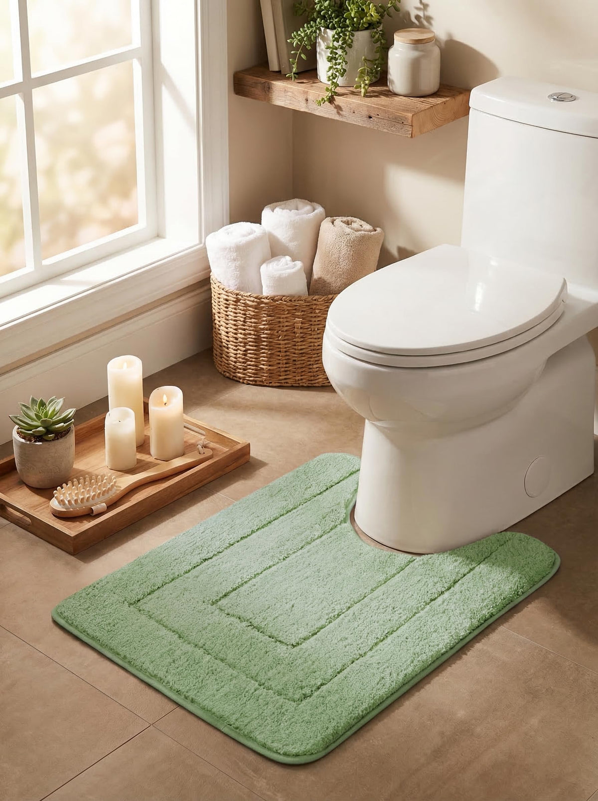 GRANNY SAYS Gray Bathroom Rug 16" x 24", Non-Slip Microfiber Bath Mat