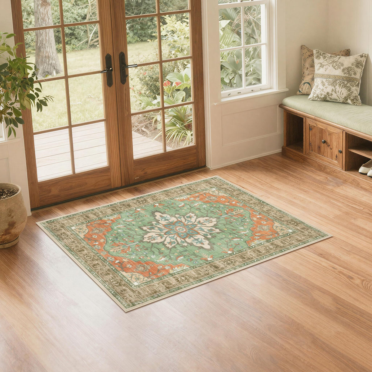 Washable Rugs 8x10 Area Rugs for Living Room,Ultra Soft Faux Wool Retro Carpets,Non Slip Backing,Durable Edge Binding,Stain Resistant,The Large Carpet for Bed Room,Dining Room,Office Decor