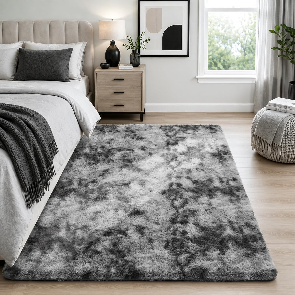 Ophanie Round Rugs 5Ft Ivory Circle Area Rug,Baby Nursery Living Room Bedroom Decor Circular Carpet 5 Foot,Fluffy Fuzzy Shag Plush Cream for Kids Boys Girls Teen with Over 99 pcs Pile fibers