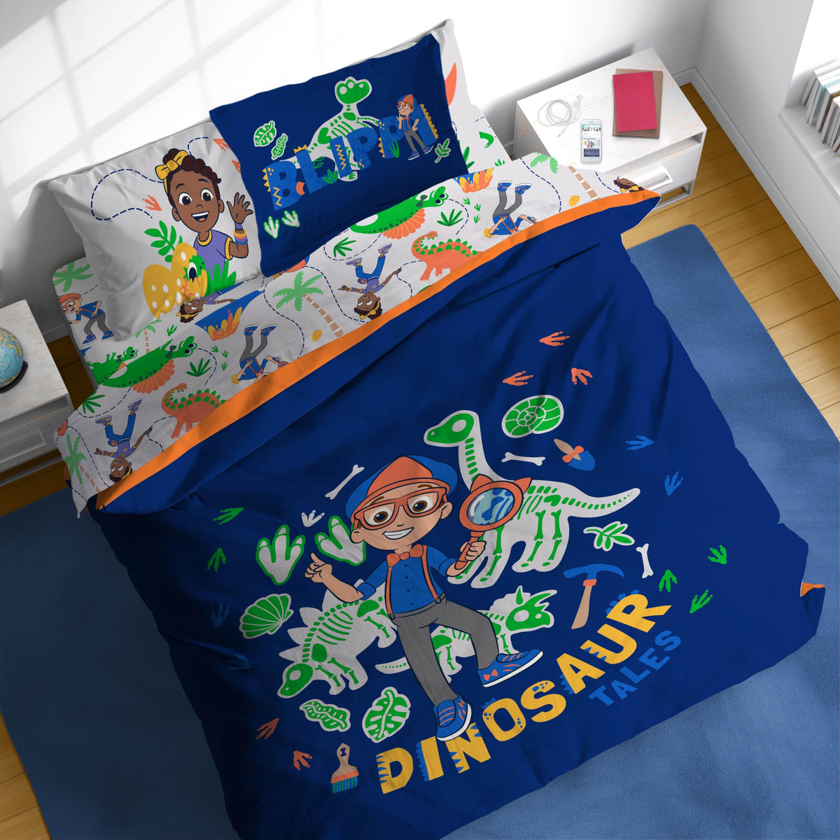 Sunny Side Up Bluey & Friends Full Comforter Set - 7 Piece Kids Bedding Includes Comforter, Sheets & Pillow Cover - Super Soft Microfiber Bed Set