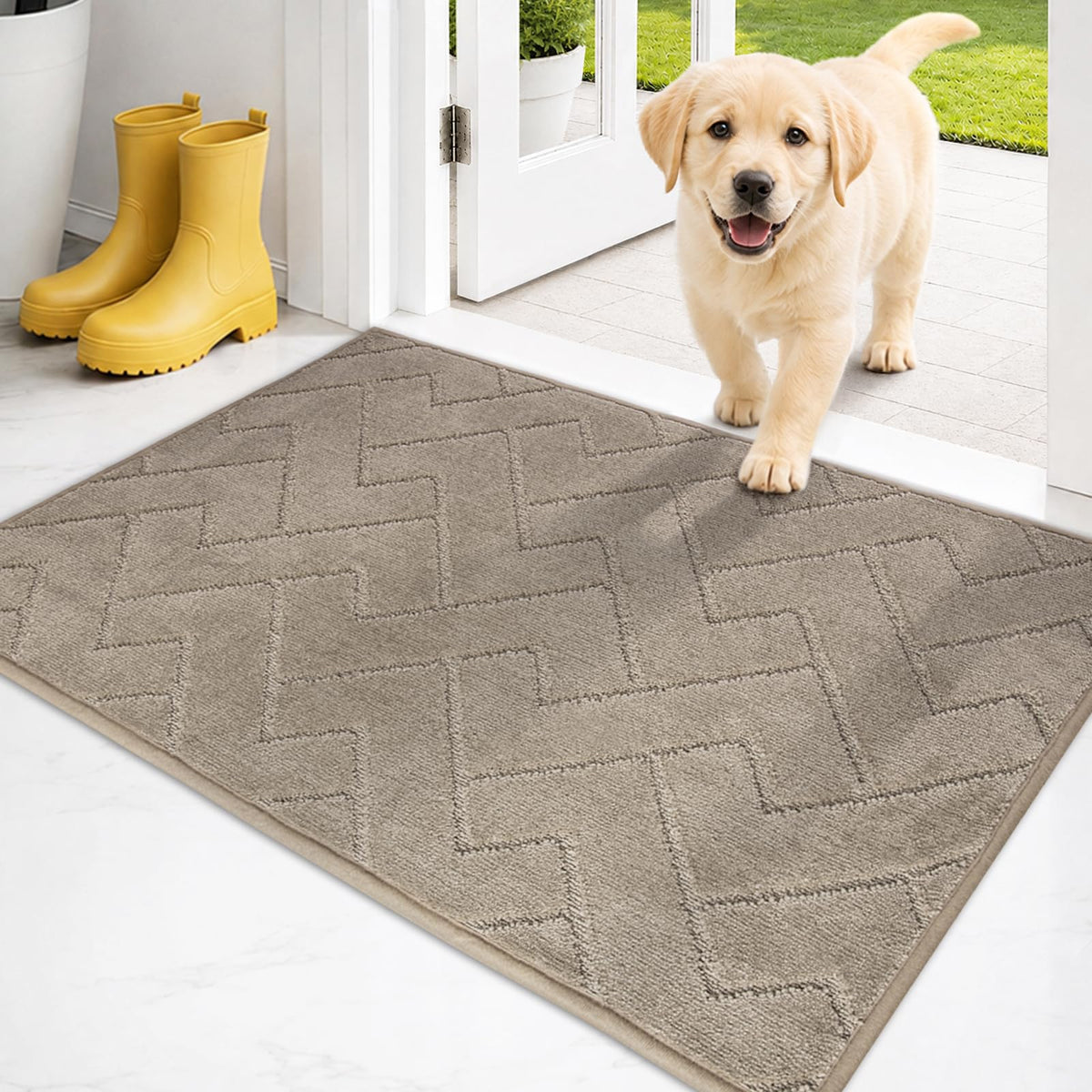 PURRUGS Dirt Trapping Door Mat Indoor Entrance, 20" x 31.5", Grey