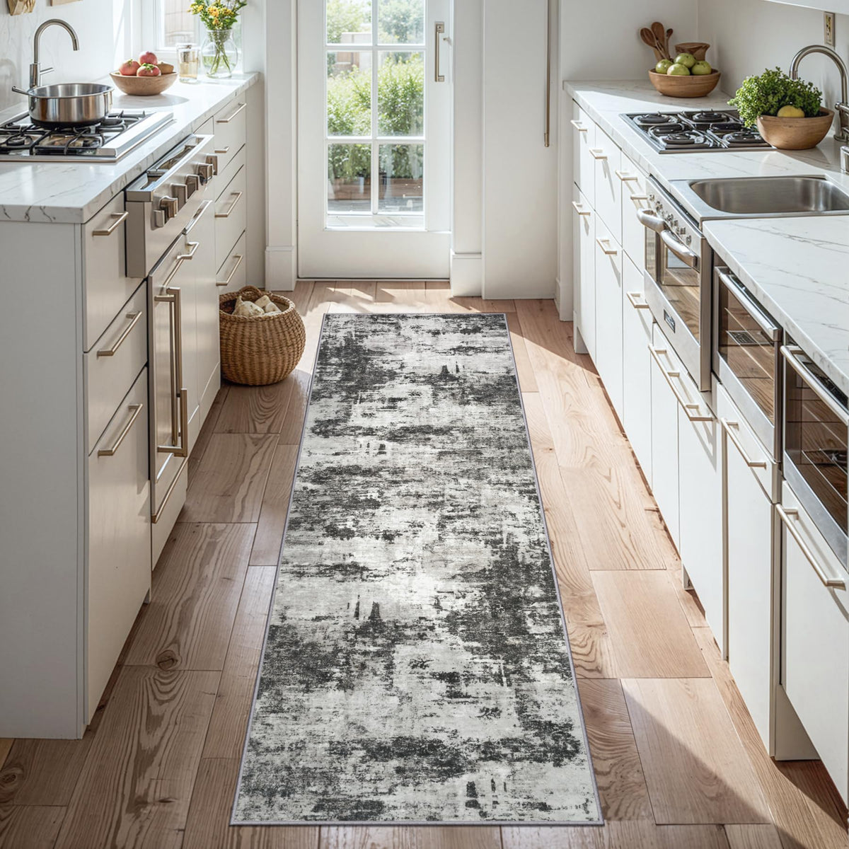 Tosuoka 5x7 Area Rugs for Living Room Abstract Washable Black Rug