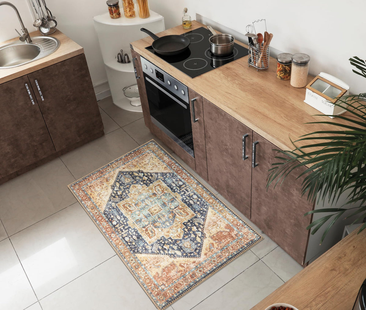 Keen Home Design Vintage Washable Entryway Rug, Non-Slip Low Pile, 3x5