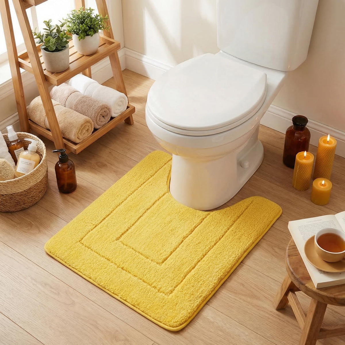 GRANNY SAYS Gray Bathroom Rug 16" x 24", Non-Slip Microfiber Bath Mat