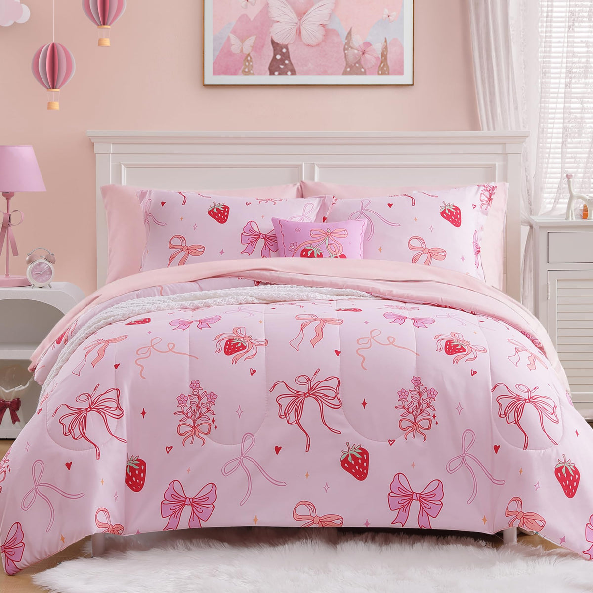 Twin Comforter Set for Girls-3 Pieces Mermaid Glow in the Dark Bedding Sets