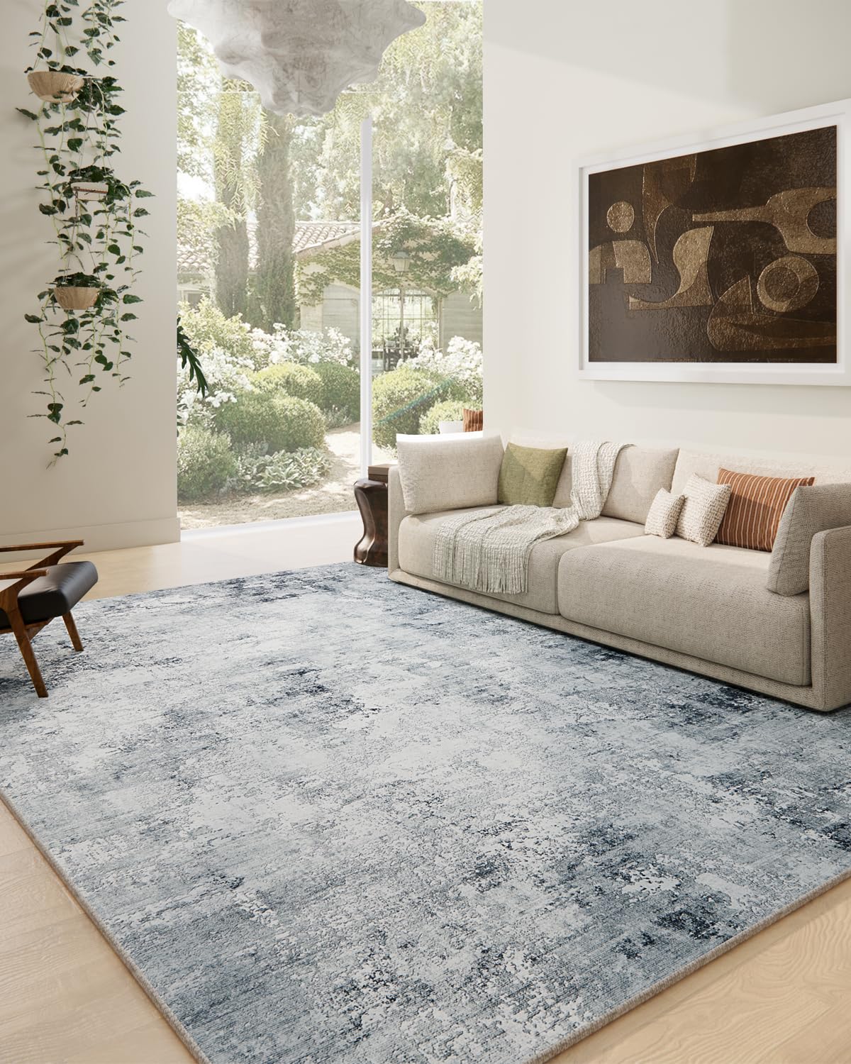 5x7 Area Rug for Living Room: Washable Bedroom Rug Non Slip Low Pile Carpet